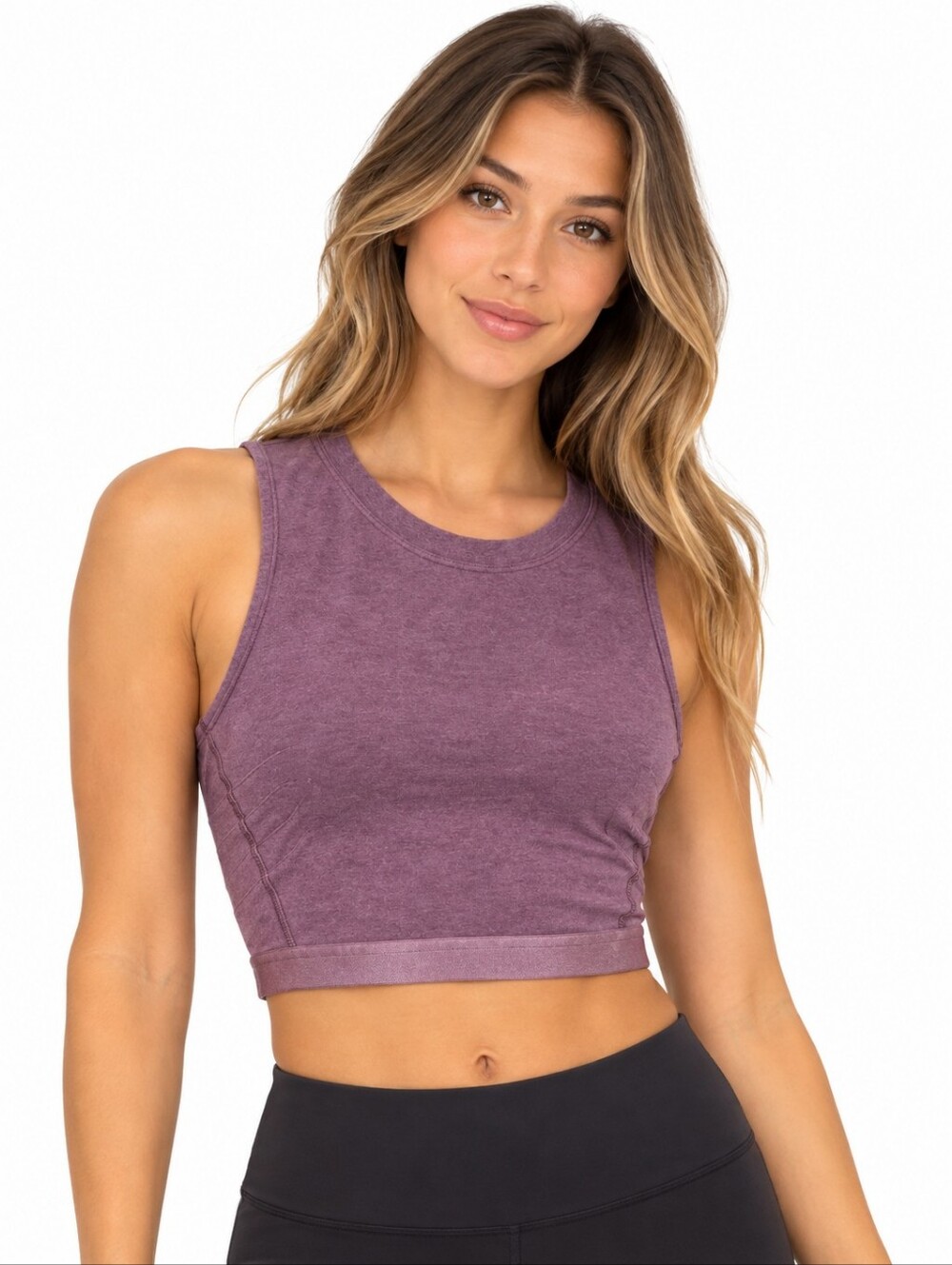 Lululemon Purple Heathered Cropped Sleeveless Athletic Top Estimate Xs/S